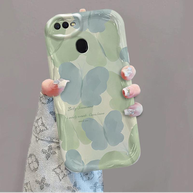 Ốp Silicon Hoạt Hình Cho OPPO A5S A7 A12 F9 F9 Pro 3D Phụ Kiện Mềm Ốp lưng Hoa Bướm Tulip Ốp Lưng Chống Sốc