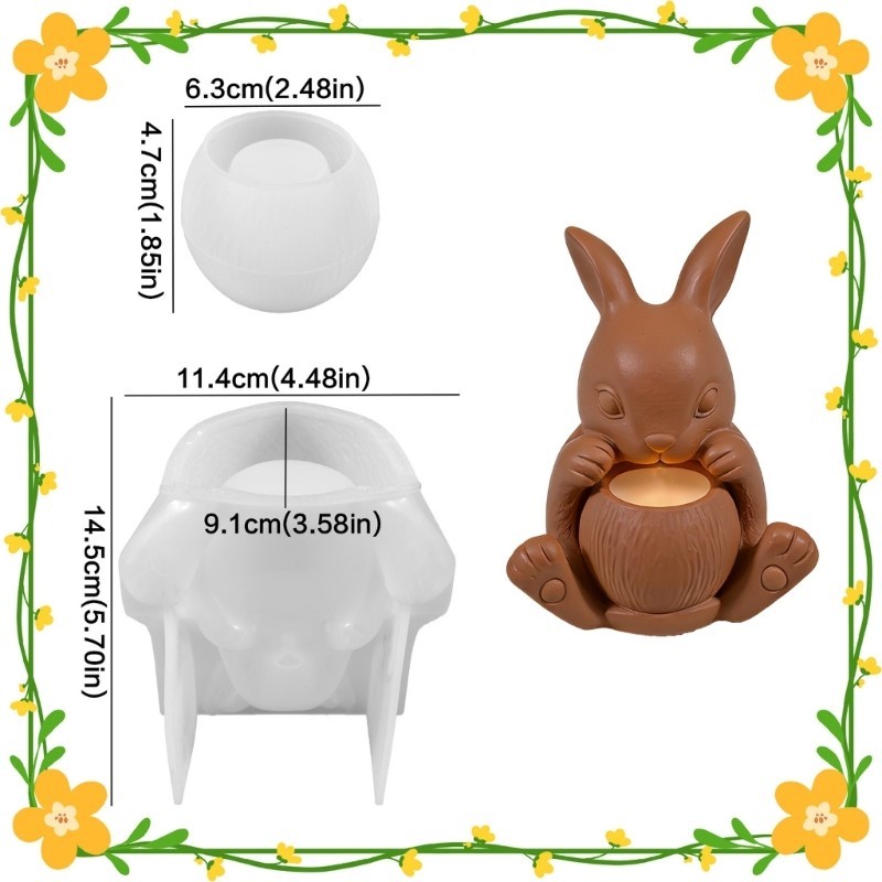 Khuôn Silicon Hình Thỏ Cho Giá Đỡ và Hoa - Trang Trí Nhà Cửa Handmade