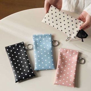 PLANED Hộp Đựng Kính Tự Động Đóng, Hộp Kính Di Động Kẹp Chấm Bi, Có Móc Khóa, Phong Cách Hàn Quốc, Túi Da Đóng Nam Châm, Phụ Kiện Nữ