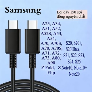 Dây Cáp Sạc Nhanh 25W   3A Samsug, Cáp 2 Đầu Type C to Type C (Hỗ Trợ FlashChager)