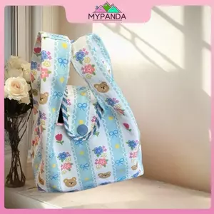 MYPANDA Gấu Dễ Thương In Hoa Túi Cầm Tay Di Động Dung Tích Lớn Đồ lặt vặt Văn Phòng Túi Đeo Tay Túi Cơm Trưa.