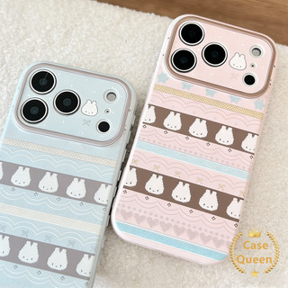 Vỏ thỏ hoạt hình đáng yêu Tương thích cho IPhone 16 13 17 14 15 12 11 Pro Max XR Air X XS Max 8 16 15 7 14 Plus Vỏ chống rơi ống kính cao cấp mềm