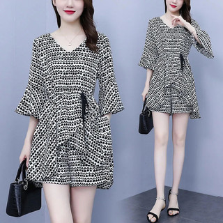 Bộ đồ nữ, trang phục mùa hè thời trang, rộng rãi, che bụng, bộ hai mảnh có quần short giúp thon gọn