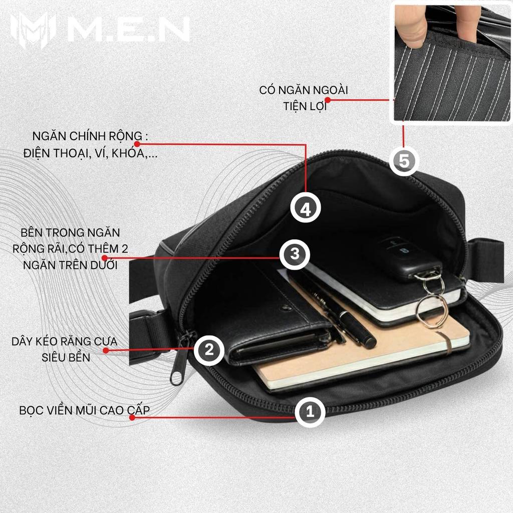 Túi đeo vai thời trang size đại trung Cento Men cao cấp [NHÀ SẢN XUẤT]