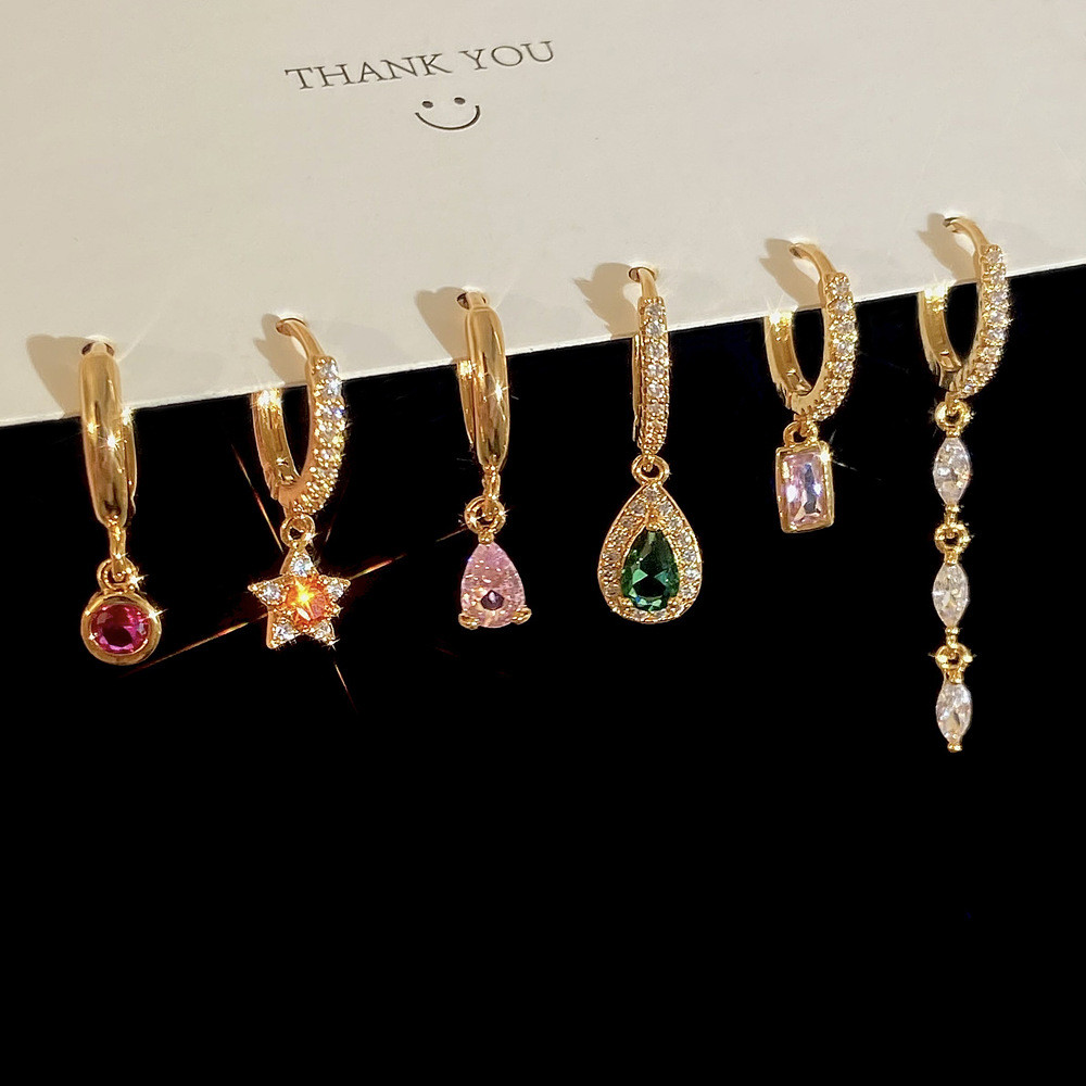 Bông Tai Đính Đá Zircon Phong Cách Hàn Quốc Thanh Lịch Cho Nữ
