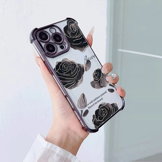 Ốp Điện Thoại Hoa Đen Cho Realme Note 70 70T 60 50 C71 C75 C75X C63 C61 C55 C53 C51 C30 C30S 6i 5i 5 Mềm Chống Rơi Trong Suốt
