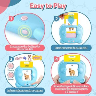 Máy học giáo dục sớm song ngữ | Thẻ Flash Pháp / Nga / Anh, Chèn & Đọc Thiết kế gấu di động P6AF