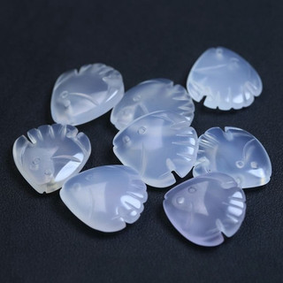 ((Giá 2 miếng) Mặt dây chuyền chalcedony mã não lychee frozen trắng tự nhiên, khoảng 19x21mm