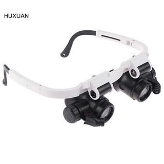Kính lúp đeo đầu HUXUAN có đèn LED 8X 15X 23X Đồng hồ thợ kim hoàn Loupe RFT