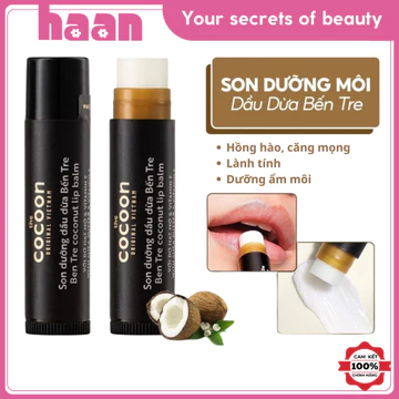 [HỎA TỐC] Son Dưỡng Dầu Dừa Bến Tre Cocoon, Son Dưỡng Môi Cocoon Làm Mềm Môi, Dưỡng Ẩm 5g