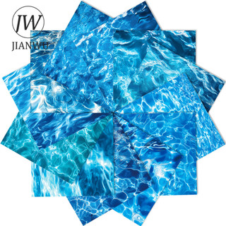 JIANWU 12 Tờ / bộ Vintage Xanh Biển Cảnh Quan Nước Cắt Kéo Thêu Sò Chất Liệu Giấy Sáng Tạo DIY Rác Tạp Chí Văn Phòng Phẩm