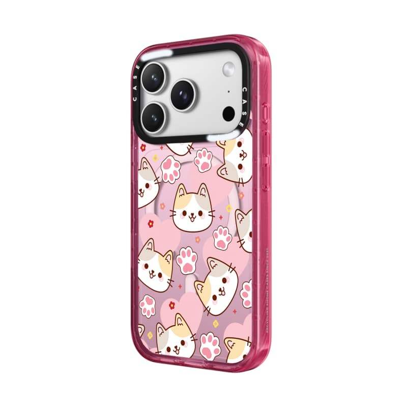 CASECASE X Mèo Dễ Thương Paw Hồng Fizz Màu Trong Suốt Cứng Từ Hút Tác Động Cho Apple IPhone 12 13 14 15 16 17 Pro Max Air Plus Có Hộp