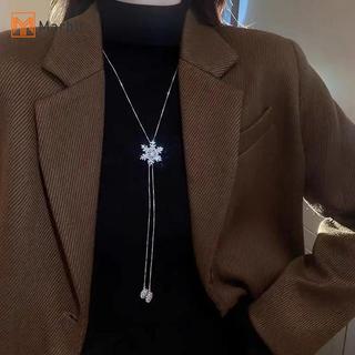 Vòng cổ bông tuyết xoay kim cương giả, dây chuyền điều chỉnh được, phù hợp làm trang sức nữ