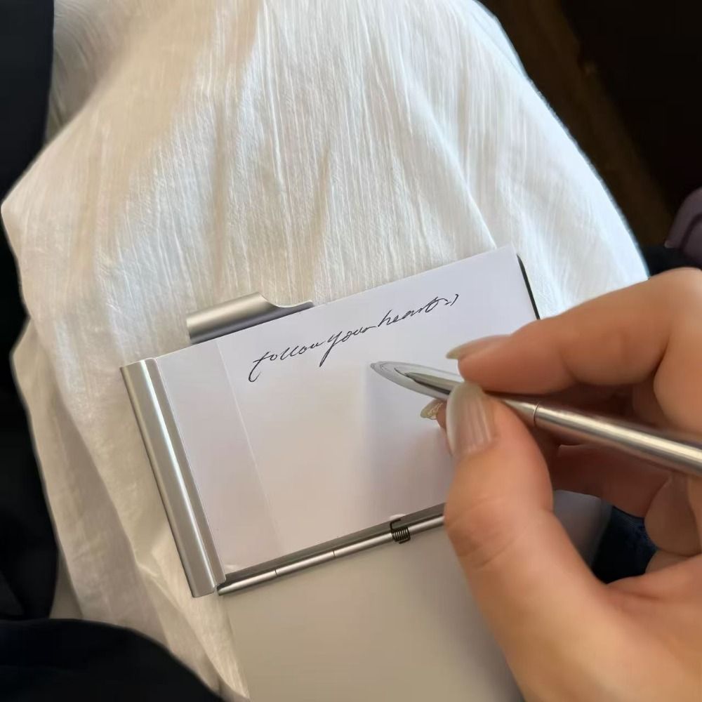 FUHUIOT Nhôm Notepad, Di Động Có Miếng Ghi Nhớ Máy Tính Xách Tay Bỏ Túi Kim Loại, Notepad Du Lịch Có Bút Giấy Bền Có Thể Đổ Lại Văn Phòng Memo Pad Đồ Dùng Kinh Doanh