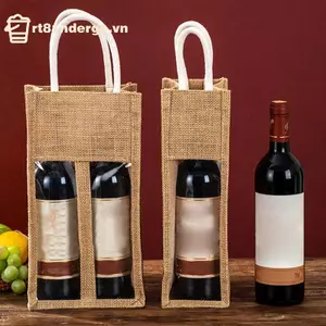 Ge Túi xách rượu vang đỏ Hộp quà tặng rượu vang có cửa sổ và tay cầm Chai đơn / đôi Gói rượu sâm panh Túi ủng hộ đám cưới cho khách n