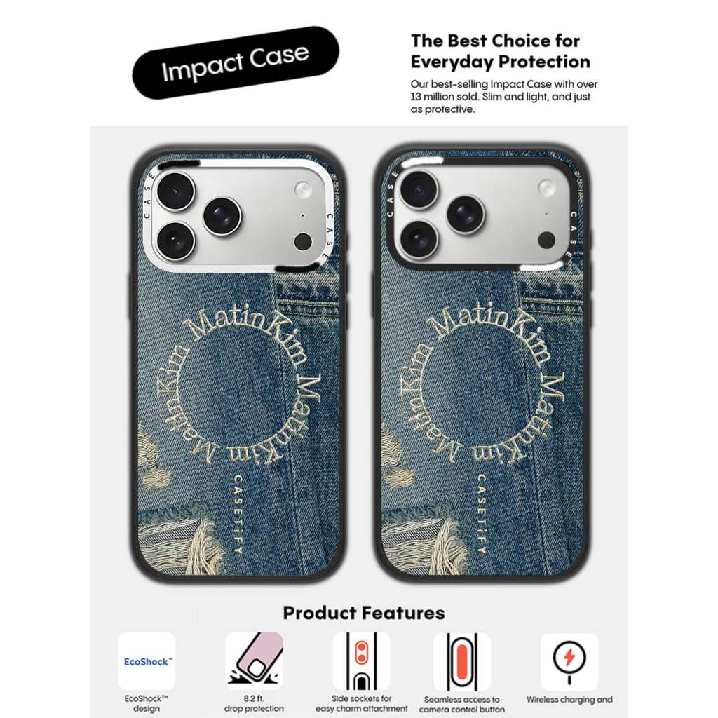 CASECASE X Matin Kim DENIM CIRCLE CASE Trắng Vòng Máy Ảnh Phiên Bản Mờ Đen Cứng Hút Từ Tính Tác Động Dành Cho Apple IPhone 13 14 15 16 17 Pro Max Air Plus Có Hộp