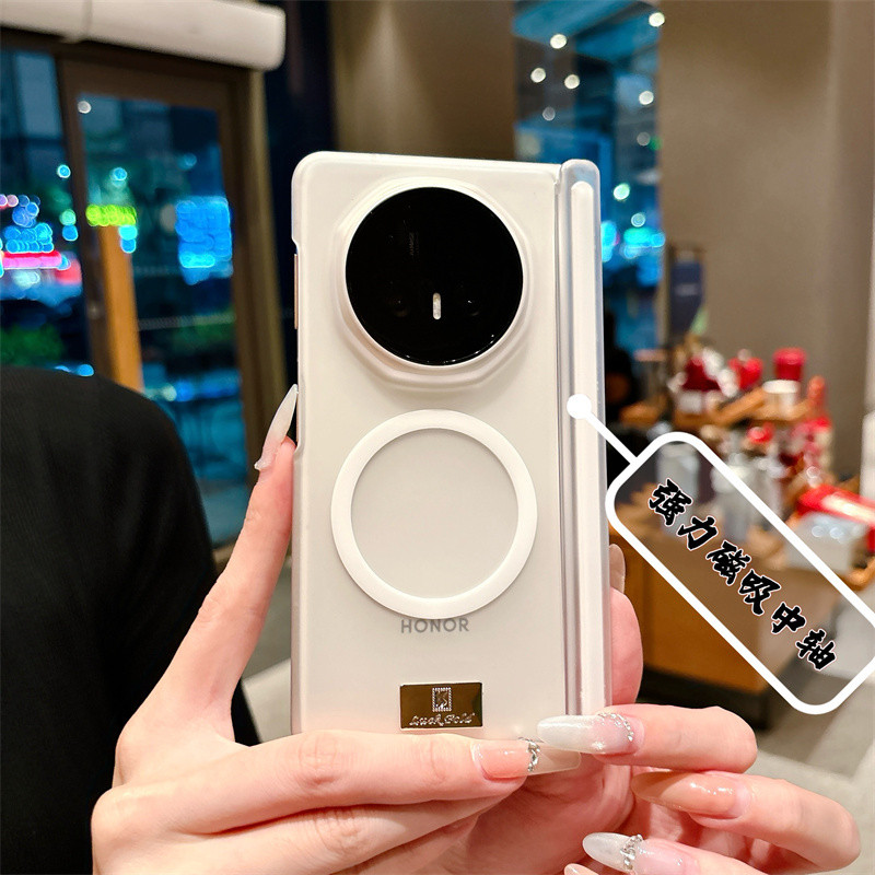 Ốp điện thoại trong suốt trục trung tâm từ tính mạnh mẽ cho Honor Magic V5 V3 V2 Vỏ chống sốc