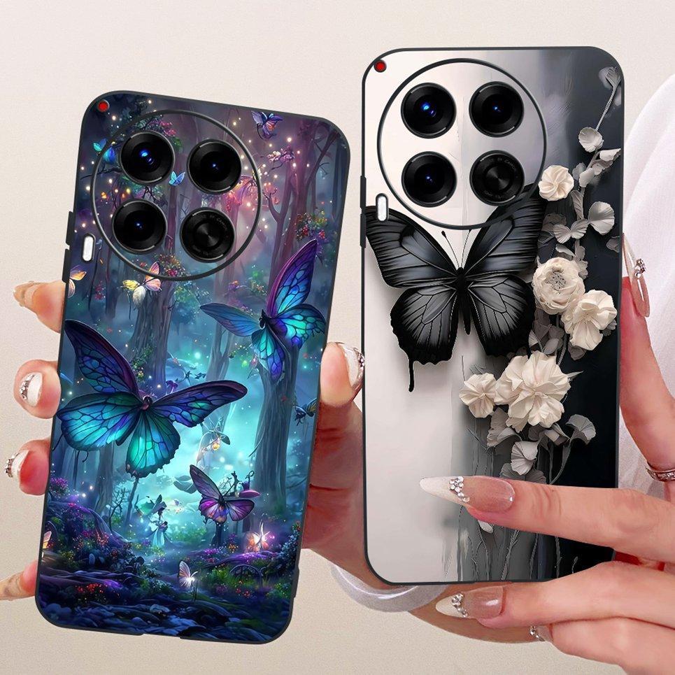 Vỏ hoa hình bướm sang trọng cho Tecno Camon 30 30s Pro 30 Premier Ốp điện thoại silicon mềm mờ