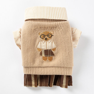 Mùa Thu Đông Quần Áo Thú Cưng Phong Cách Preppy Gấu Thêu Cặp Đôi Quần Áo Hai Mảnh Chó Nhỏ Bichon Quần Áo Cho Chó Teddy 26.1.19 QR0H