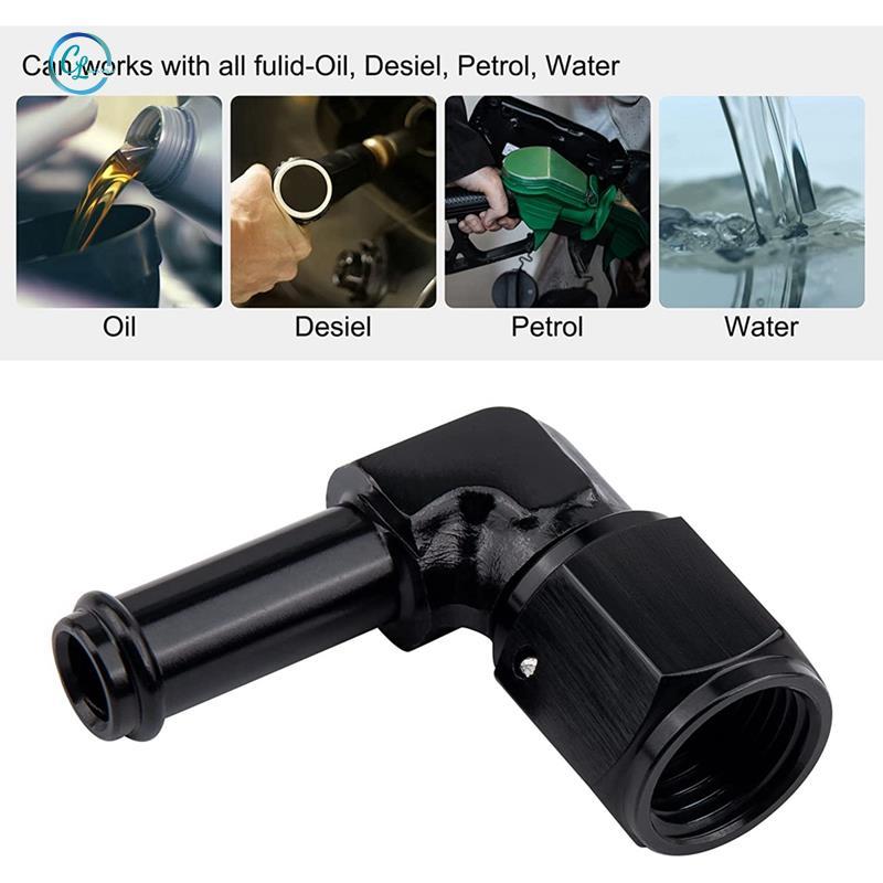 6AN Nữ toBarb 90 Độ Khuỷu Tay Xoay Phụ Kiện Ống Nhôm Barb Line Adapter Đen