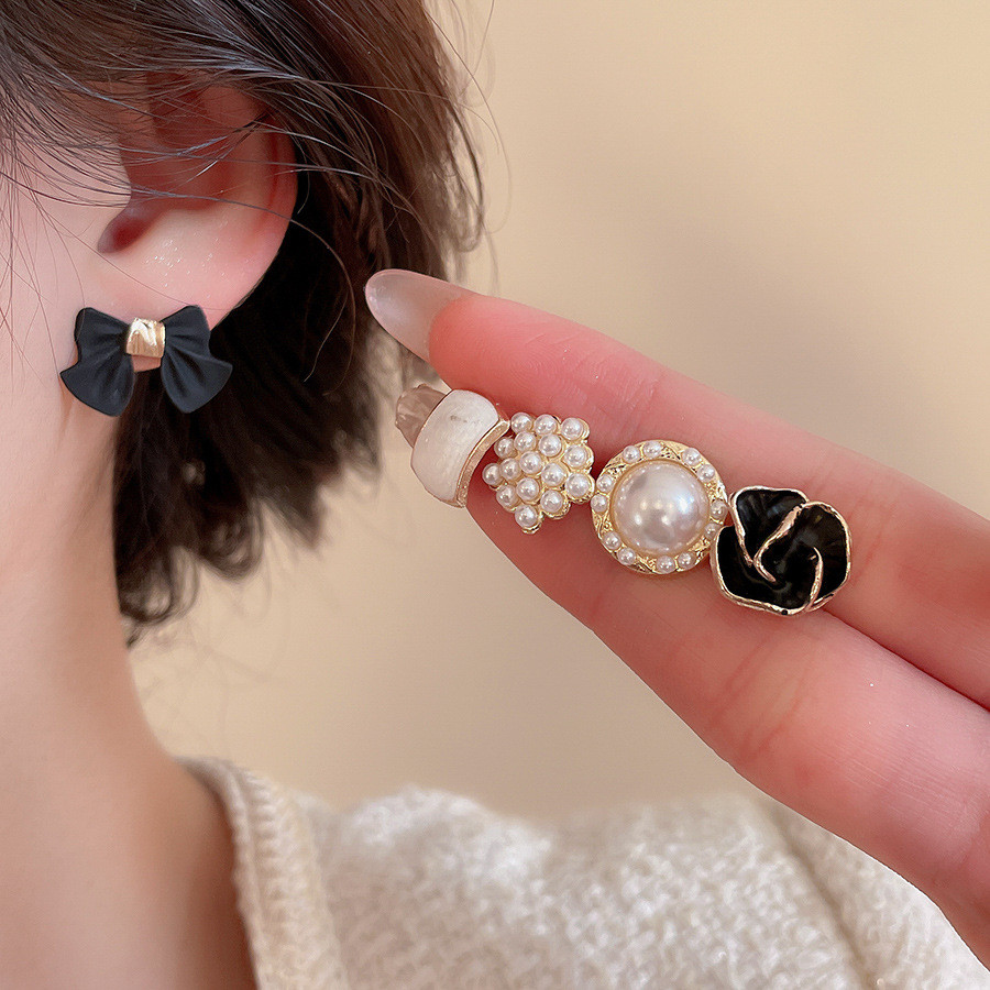 Bộ bông tai cổ điển Pháp, style retro ngọc trai, phụ kiện thời trang cao cấp cho nữ