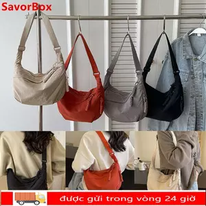 Túi Đeo Ngang SAVORBOX, Túi Đeo Vai Vải Đơn Giản Hàn Quốc, Màu Trơn Nhẹ Dung Tích Lớn Túi Hobos Thể Thao Nam