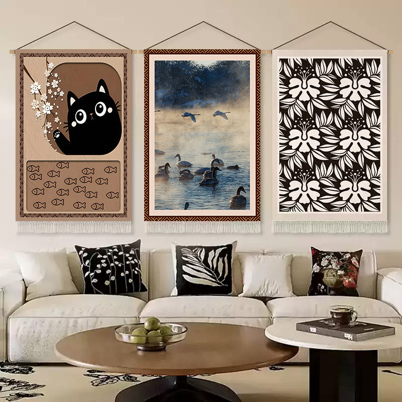 [Phong Cách Pháp Cổ Điển] Tranh Vải Treo Tường Nghệ Thuật 中古 (Mid-century) - Thảm Vải Decor Đầu Giường & Phòng Khách Che Khuyết Điểm Tường Cực Xinh