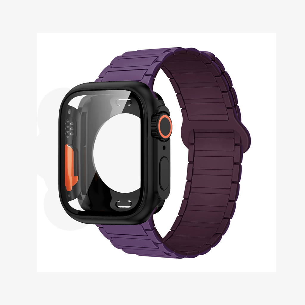 Thay đổi sang Ultra Case + Dây đeo từ tính bằng silicon Tương thích cho Apple Watch Series11 / 10 46mm 42mm 45mm 44mm 41mm 40mm 9 8 7 6 5 4 SE3 / 2 / 1
