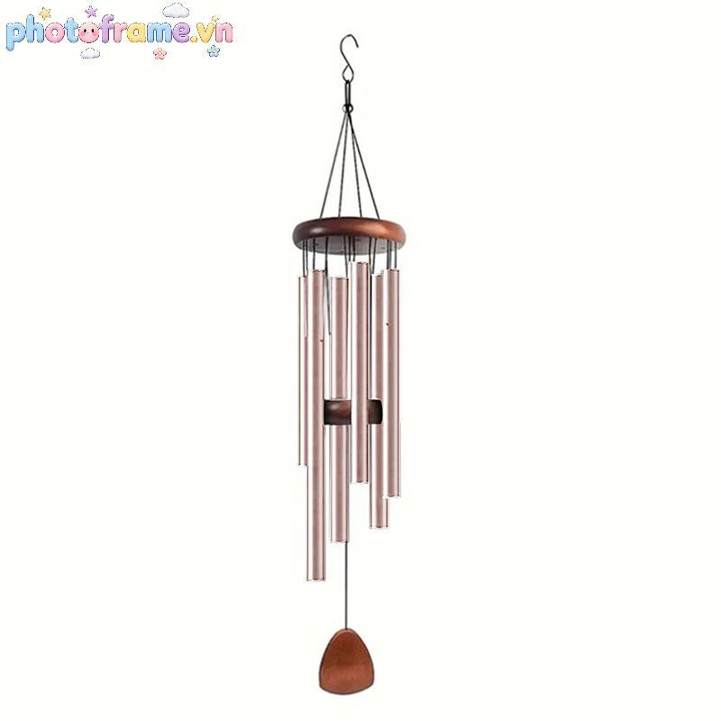 Khung Ảnh Cổ Điển 26 Inch Ống Nhôm Chuông Gió Có Thẻ Treo Bằng Gỗ Trang Trại Sân Vườn Ban Công Hành Lang Trang Trí VN