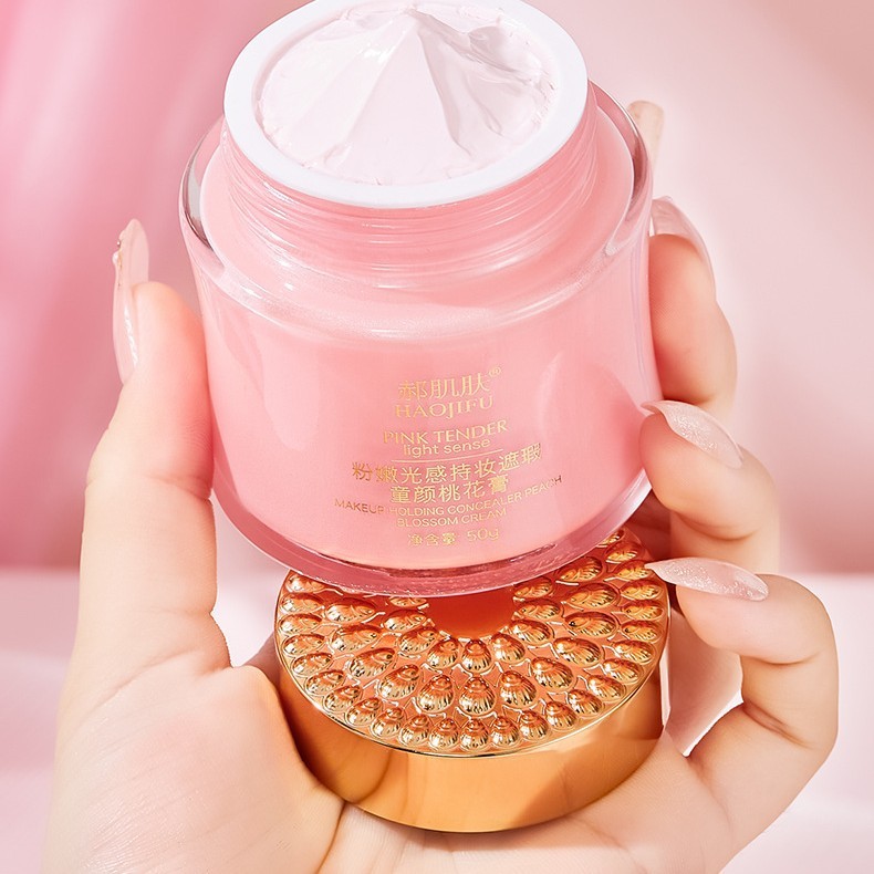 Phát sóng trực tiếp Hao Skin Radiant Makeup Che khuyết điểm Mặt trẻ em Kem hoa đào Làm sáng tông màu da 26.1.28