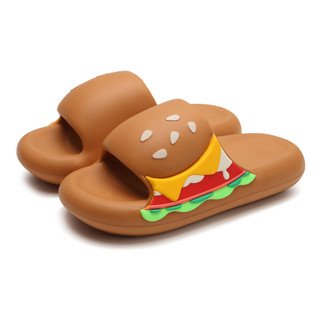 XIXITIAO Dép lê cho bé và bố mẹ mùa hè kiểu dễ thương hình hamburger, đế EVA dày nâng vòm chân