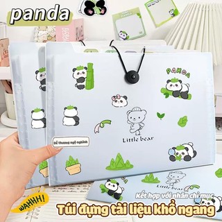 Túi đựng tài liệu A4 cho học sinh văn phòng, sticker gấu trúc dễ thương, nhiều ngăn tiện lợi, chất liệu PP 8/12 bền bỉ