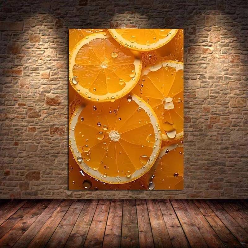 Trái Cây Series Cam Ớt Dâu Táo Kiwi Canvas Tranh Trang Trí Nhà Bếp Nghệ Thuật Trang Trí Tường Nhà Vải Poster