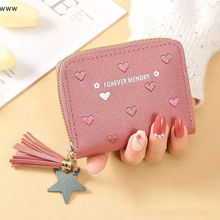 Phụ Nữ Ví phụ nữ mini nhỏ ngắn tua Ví cô gái dễ thương dây kéo PU da đồng xu Ví nữ tay ví ví – 5