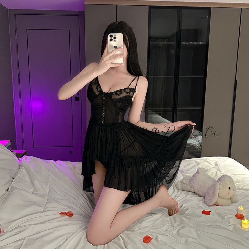 Đồ lót gợi cảm Pure Desire với thép hỗ trợ và thiết kế xuyên lưới nhỏ - Váy ngủ