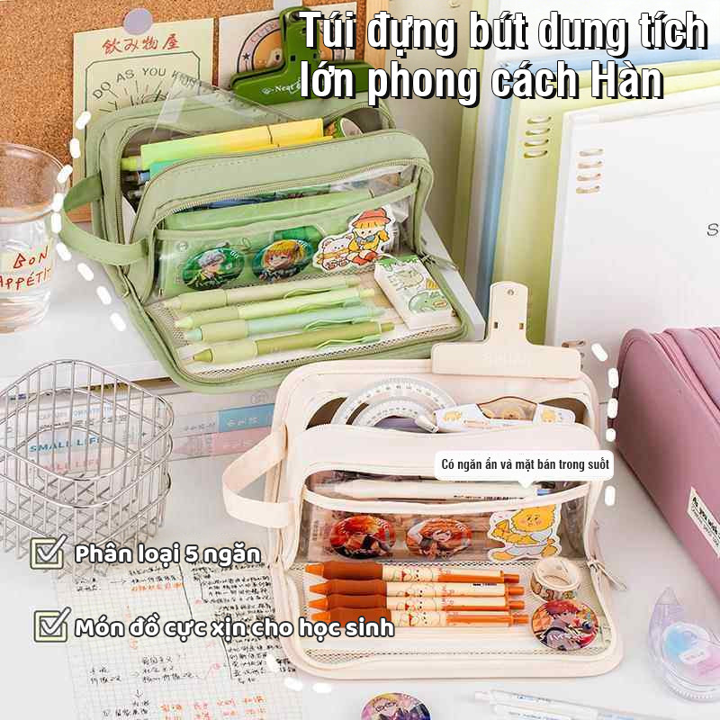 Túi đựng bút học sinh cute bằng vải nhiều ngăn, thiết kế nhỏ gọn dễ thương cho các học sinh sinh viên