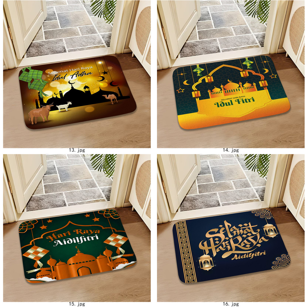 Thảm cửa Selamat Hari Raya Aidilfitri Thảm chống trượt Tấm lót phòng tắm Tắm Thảm chống trượt (60x40cm)