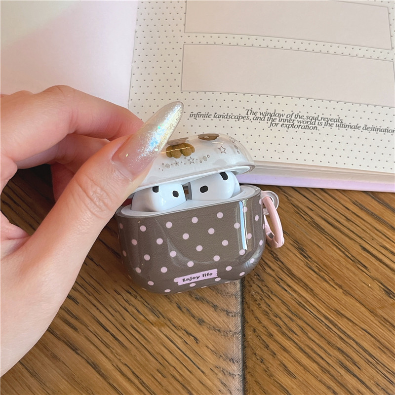 Air Pods 1 / 2 Thế hệ thứ 3 Air Pods Pro Air Pods 3 / 4 Họa tiết gấu có dấu chấm Chất liệu TPU Vỏ bảo vệ Tai nghe không dây