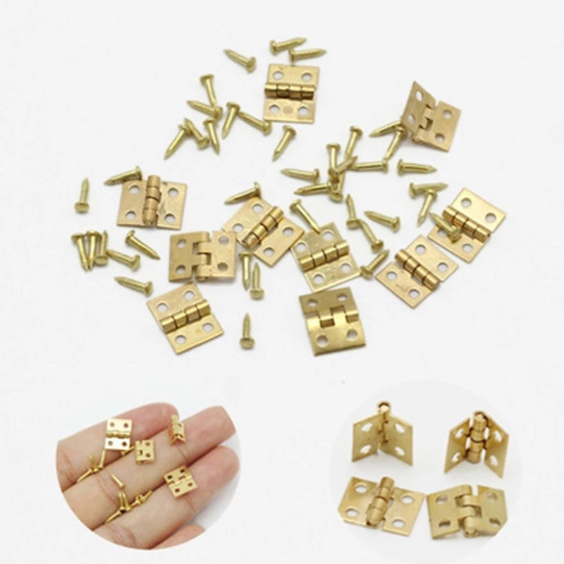 【COD】"Combo 10 bản lề cửa nhỏ gọn làm từ đồng bền đẹp, kèm theo ốc vít, phù hợp để lắp ráp hoặc sửa chữa đồ gỗ nội thất.