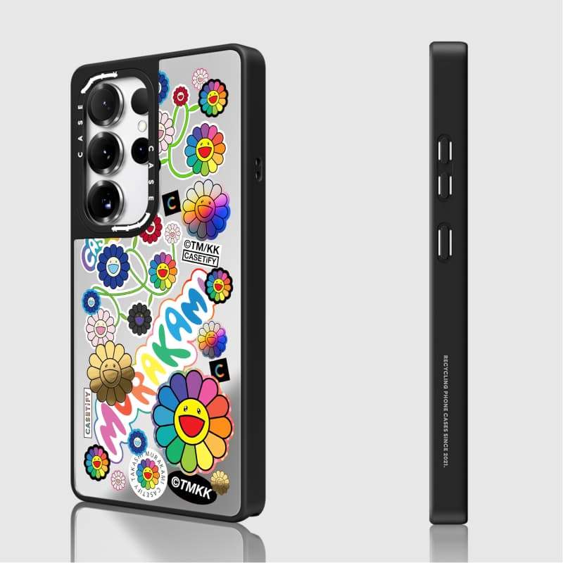 Ốp lưng CASECASE X FLOWERS STICKER MANIA Matte Black & Sliver Mirror Vỏ hút từ tính Samsung Galaxy S26 S25 S24 S23 Ultra Plus Mặt sau cứng có hộp khắc logo
