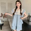 Bông bong bóng có đệm ngực Bộ đồ ngủ nữ 2025 Tay ngắn ngọt ngào Loungewear Bộ đồ hai mảnh