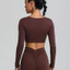 Áo Thun crop top Tay Dài Cổ Chữ v Xẻ Sâu Gợi Cảm Tập yoga Thể Dục Thể Thao