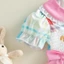 Tập Đi Bé Gái Phục Sinh Đầm Thỏ Thêu Kẻ Sọc Màu Tay Ngắn Cổ Búp Bê Váy Chữ A Cho Mùa Hè Xuân