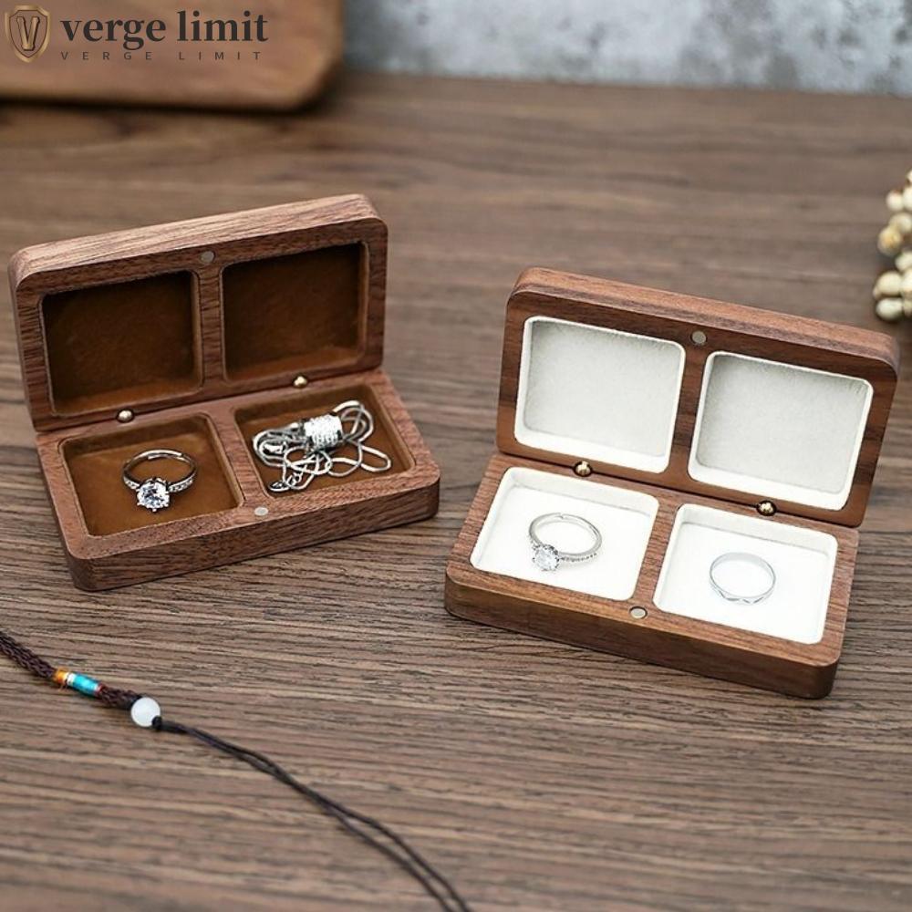 Hộp đựng nhẫn cặp đôi VERGE LIMIT, Hộp đựng nhẫn dung tích lớn bằng gỗ, Hộp đựng đồ trang sức hai chỗ di động Hộp đựng bông tai Hộp đựng nhẫn du lịch