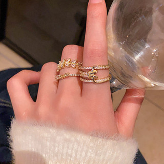 Nhẫn vàng Hàn Quốc zircon cho nữ, điều chỉnh được, thiết kế tinh tế và thời trang cao cấp