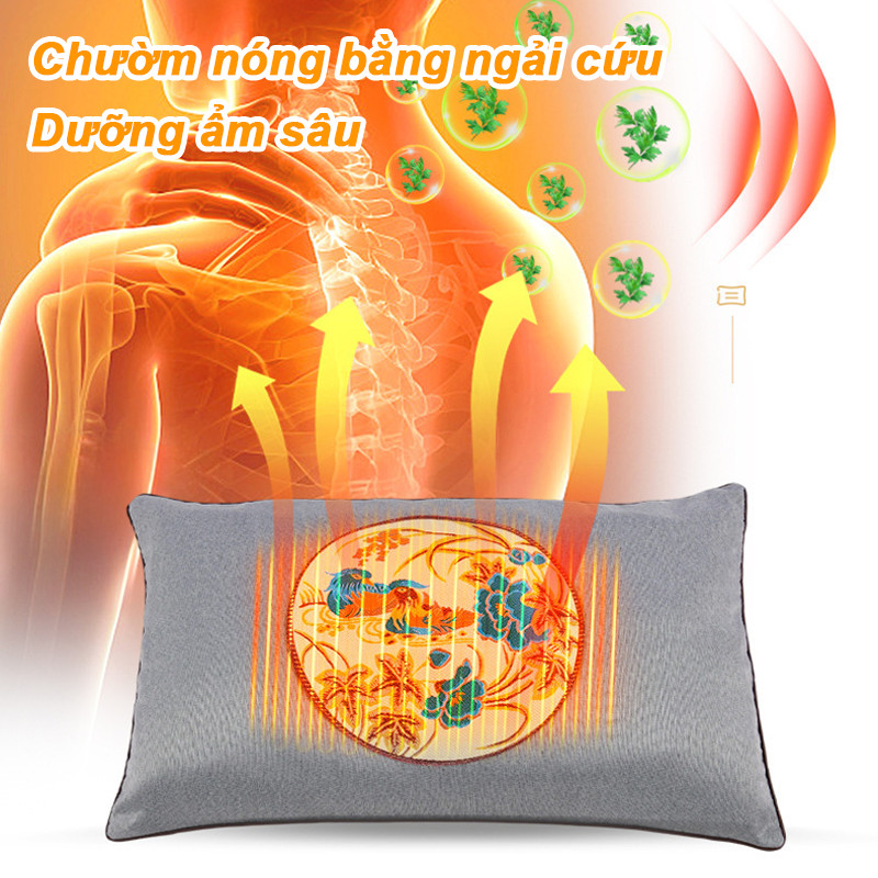 Gối ngải cứu chườm nóng giảm đau cổ vai gáy kê cổ Gối Ngải Cứu Chườm Nóng Giảm Đau Mỏi Cổ Vai Gáy