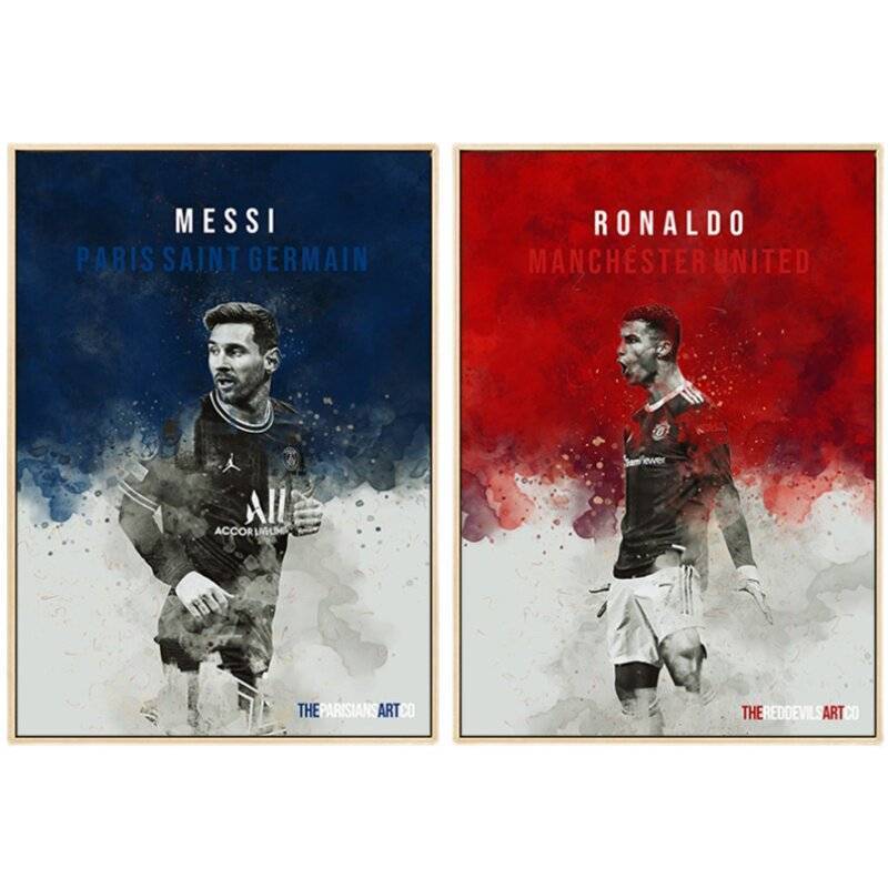 Messi Ronaldo Neymar Mbappe Ngôi Sao Bóng Đá Canvas Nghệ Thuật Treo Tường Không Khung Poster Trang Trí Phòng Khách Phòng Ngủ