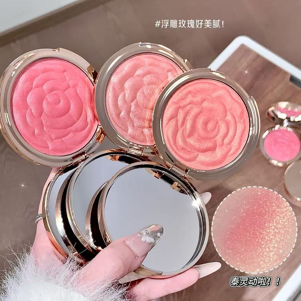 Yolo ❤Bán Chạy Cánh Hoa Highlighter Blush Chống Thấm Nước Chống Mồ Hôi Cam Làm Sáng Tự Nhiên 01#02#