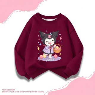 Hình ảnh Kuromi dễ thương mang giỏ hoa, áo sweatshirt in họa tiết giản dị，đáng yêu, đa năng，hợp thời trang và phong cách