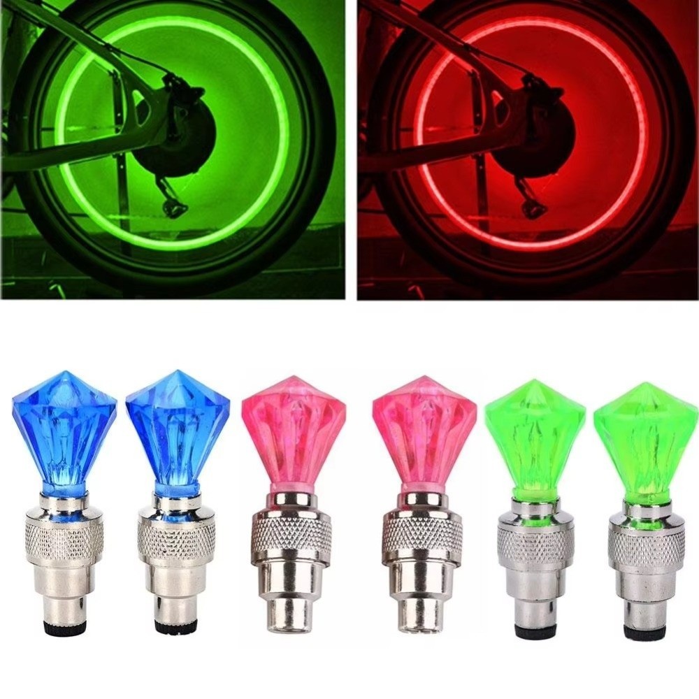 ALLEY 2 CÁI Đèn nắp van lốp LED đa màu hình đá quý, chống nước, phụ kiện ô tô đèn Neon